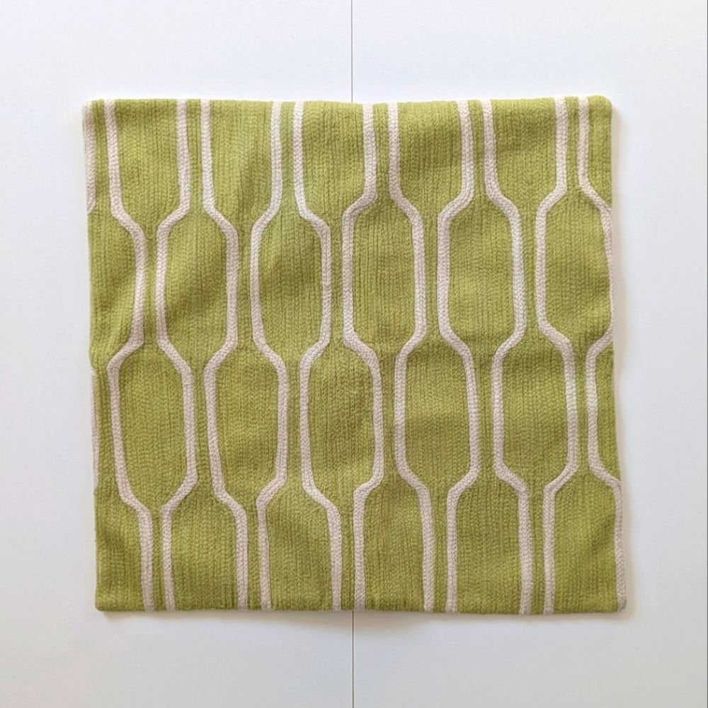 West Elm Green and White Accent Pillow Cover 18" x 18"